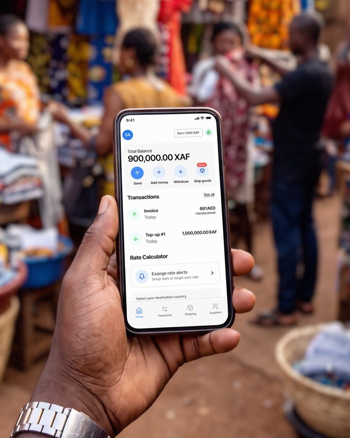 A merchant using REasy at a market stall